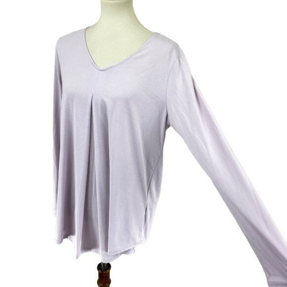 Soft Surroundings Women's Lilac Purple V‎ Neck Long Sleeve Shirt Top Blouse L - Picture 1 of 10